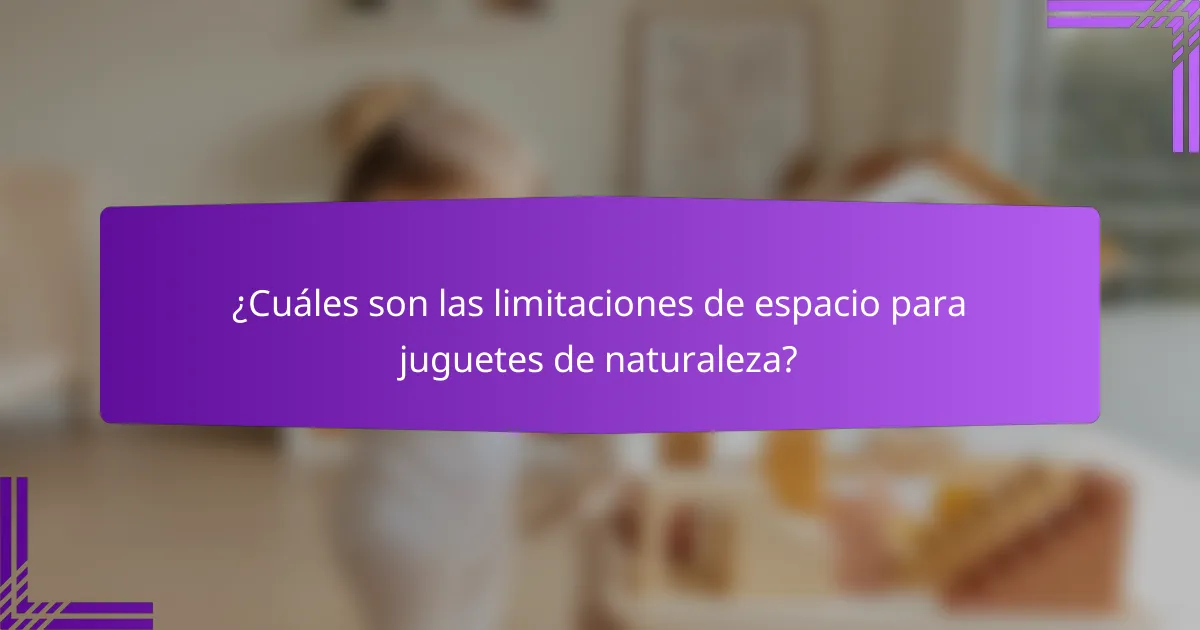 ¿Cuáles son las limitaciones de espacio para juguetes de naturaleza?
