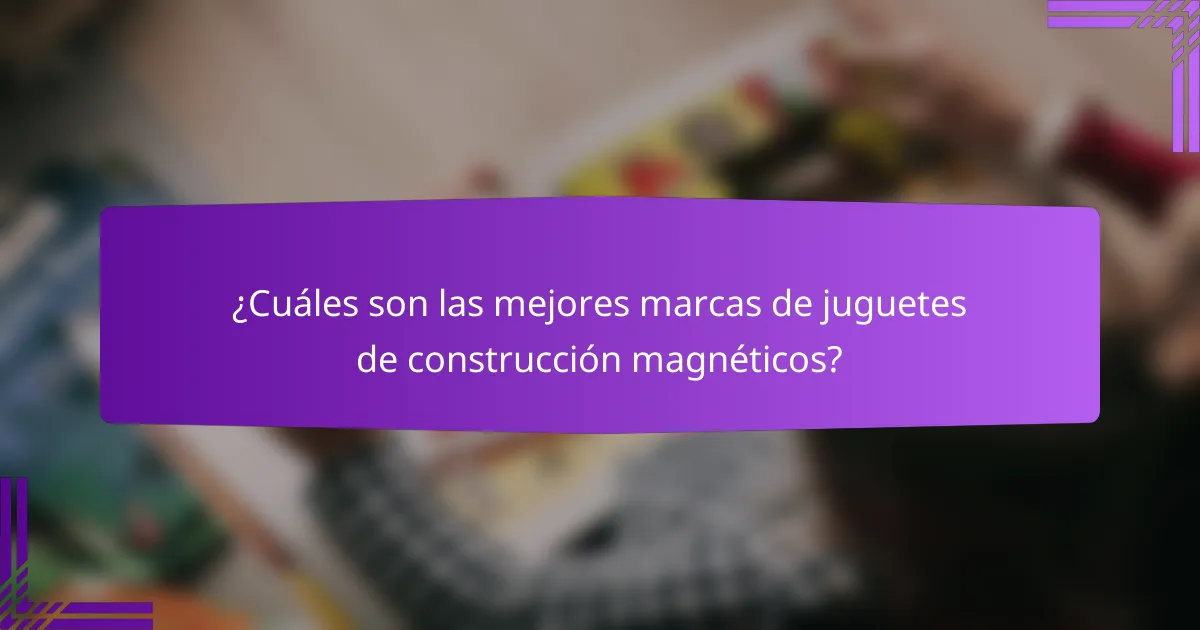 ¿Cuáles son las mejores marcas de juguetes de construcción magnéticos?