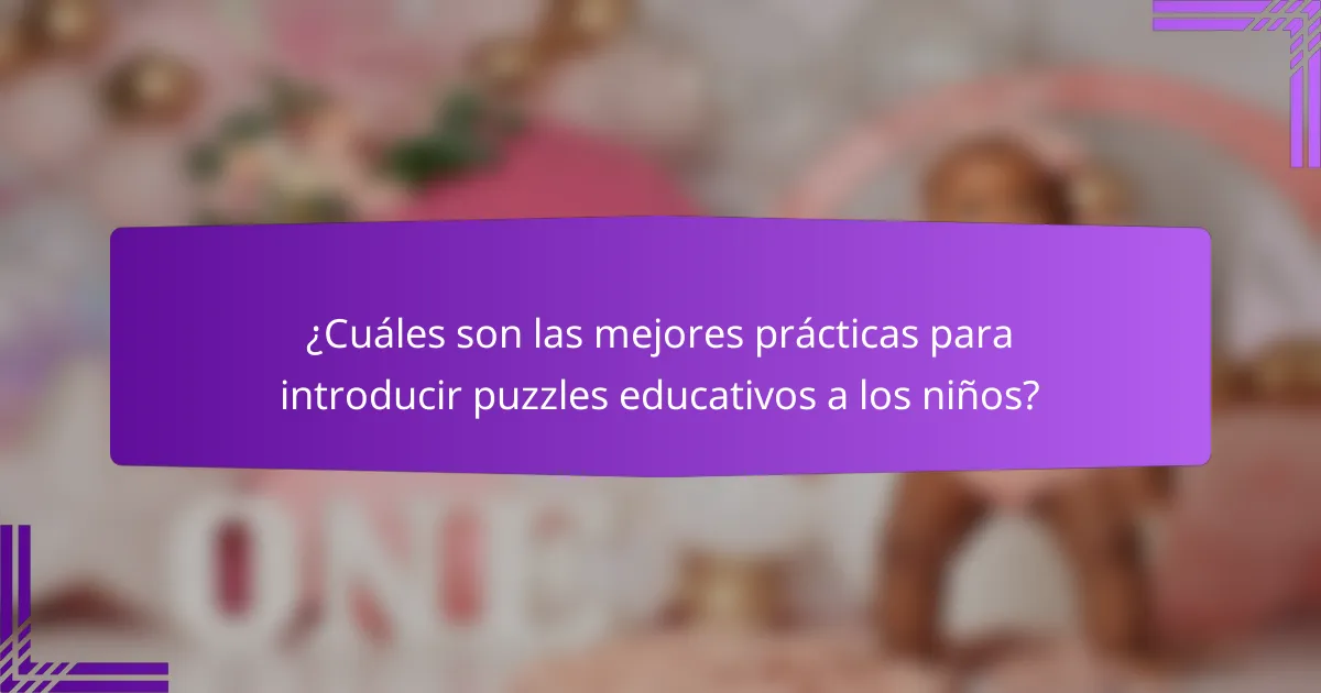 ¿Cuáles son las mejores prácticas para introducir puzzles educativos a los niños?